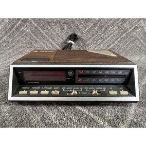 General Electric GE Vintage Alarm Clock AM/FM Radio Model 7-4616B Two Wake Times